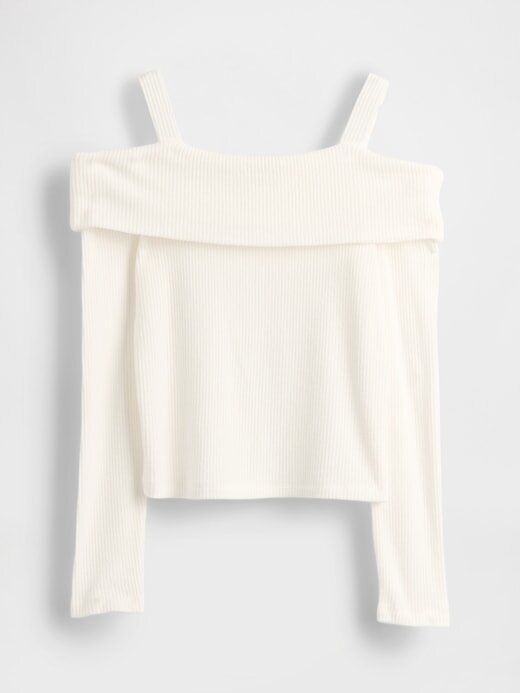 Kids Softspun Rib Off-Soulder Sweater Top Kids Softspun Rib Off-Soulder Sweater Top
