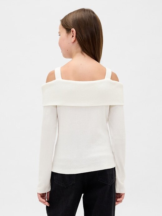 Kids Softspun Rib Off-Soulder Sweater Top Kids Softspun Rib Off-Soulder Sweater Top