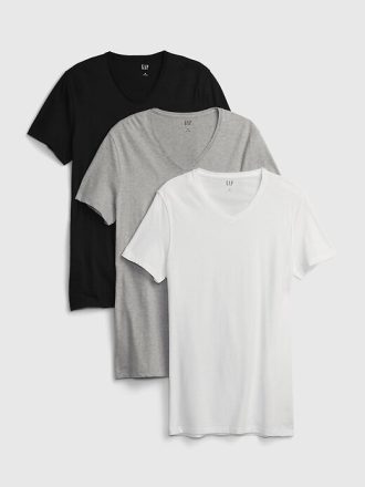 Klassisk T-shirt med v-ringad (3-pack)