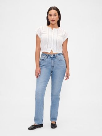 Kurviga, smala raka jeans från 90-talet
