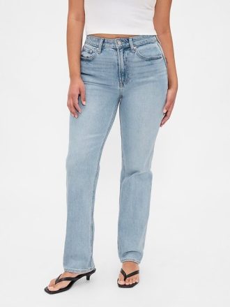 Kurviga, smala raka jeans från 90-talet