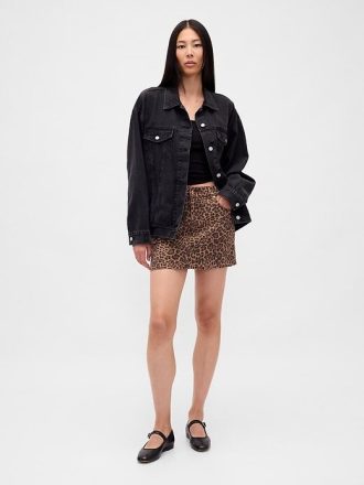 Leopard minikjol i jeans