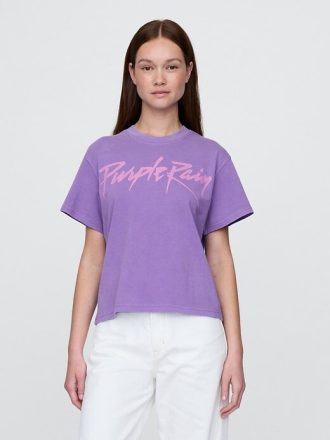 Lila regn avslappnad grafisk T-shirt