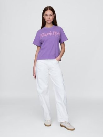 Lila regn avslappnad grafisk T-shirt