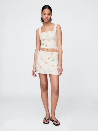 Linen-Blend Crop Top
