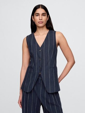 Linen-Blend Longline Väst