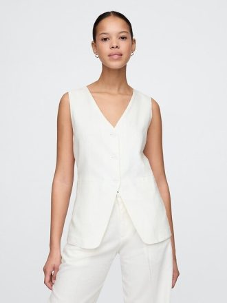 Linen-Blend Longline Väst
