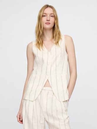 Linen-Blend Longline Väst