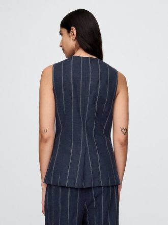 Linen-Blend Longline Väst