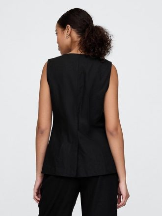Linen-Blend Longline Väst