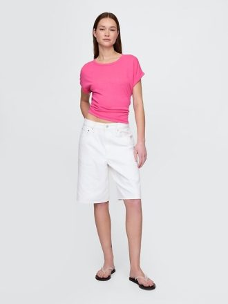 Linen-Blend Roll-Cuff T-shirt