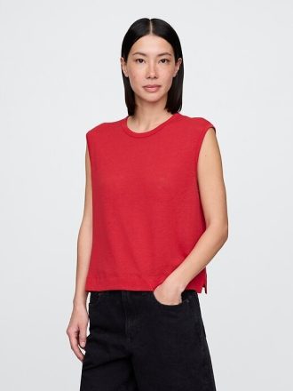 Linne-blandning Crewneck Shell Tank Top