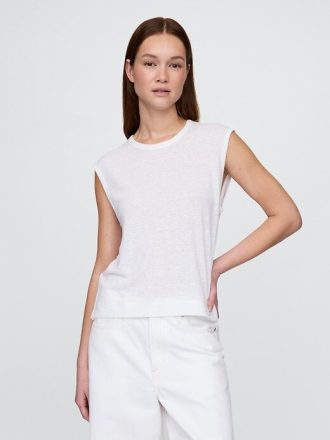 Linne-blandning Crewneck Shell Tank Top
