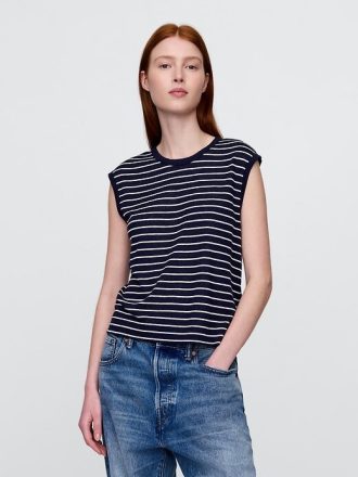Linne-blandning Crewneck Shell Tank Top