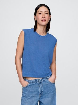 Linne-blandning Crewneck Shell Tank Top