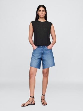Linne-blandning Crewneck Shell Tank Top