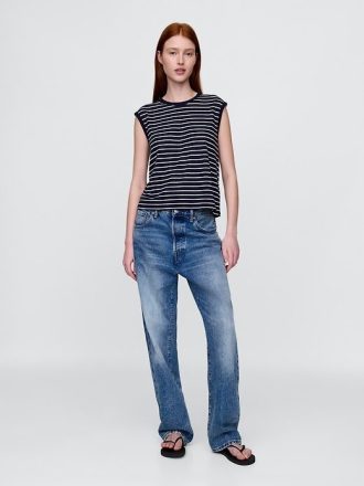 Linne-blandning Crewneck Shell Tank Top