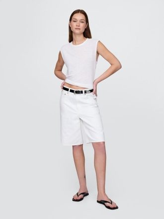 Linne-blandning Crewneck Shell Tank Top