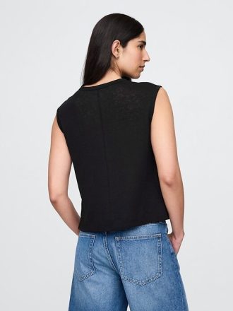 Linne-blandning Crewneck Shell Tank Top