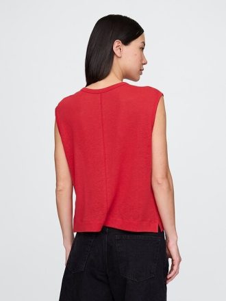 Linne-blandning Crewneck Shell Tank Top