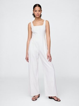 Linne-blandning sömnad jumpsuit