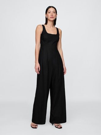 Linne-blandning sömnad jumpsuit