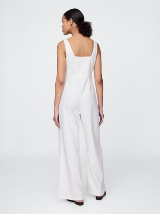 Linne-blandning sömnad jumpsuit