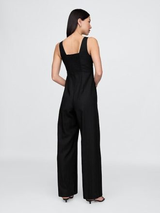 Linne-blandning sömnad jumpsuit