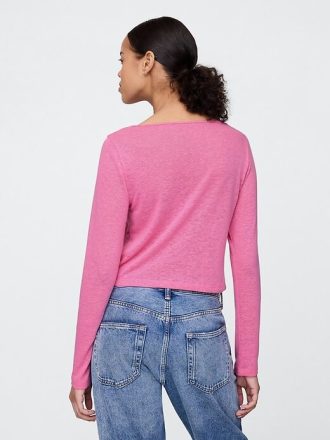 Linne-Blend Boatneck Crop T-shirt
