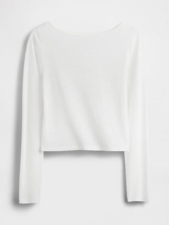 Linne-Blend Boatneck Crop T-shirt