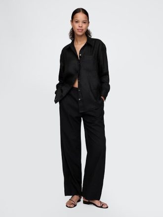 Linne-Blend Easy Wide-Hem Byxor