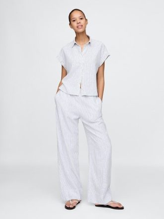 Linne-Blend Easy Wide-Hem Byxor