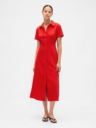 Linne-Blend Midi Shirtdress
