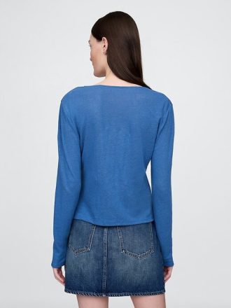 Linne-Blend Tie-Front Cardigan