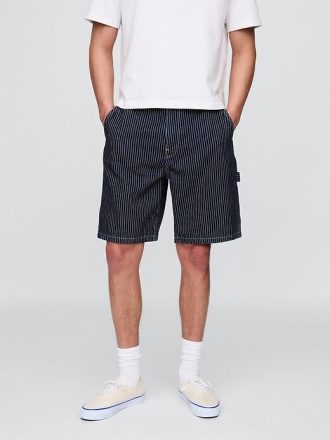 Loose Denim Stripe Carpenter Shorts från 90-talet