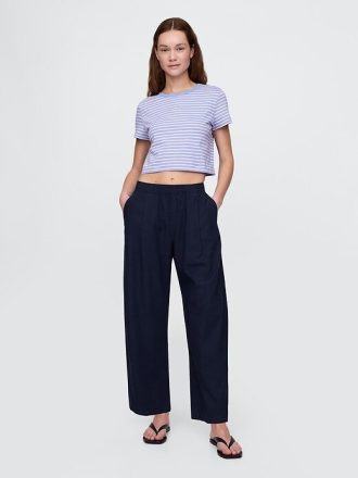 Medelhög linneblandning Easy Barrel Pants