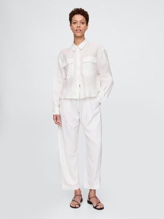 Medelhög linneblandning Easy Barrel Pants
