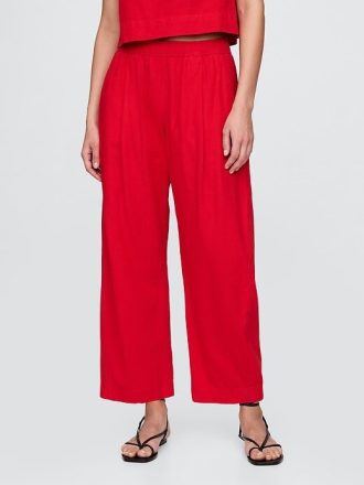Medelhög linneblandning Easy Barrel Pants