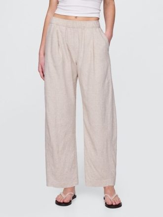 Medelhög linneblandning Easy Barrel Pants