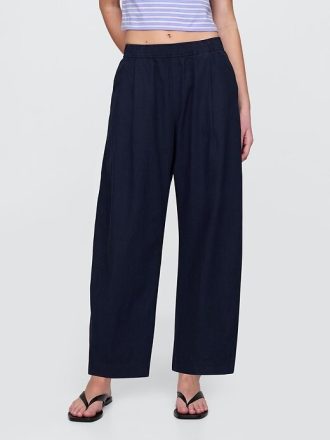 Medelhög linneblandning Easy Barrel Pants