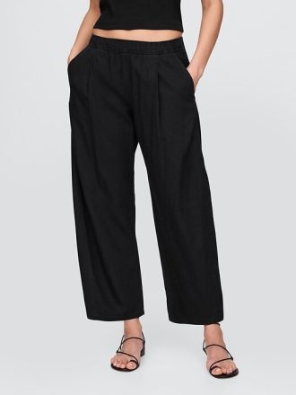 Medelhög linneblandning Easy Barrel Pants