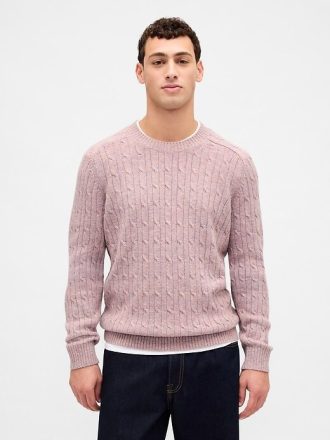 Merino Wool-Blend Kabelstickad tröja