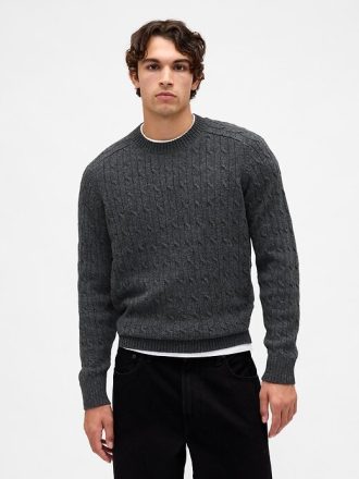Merino Wool-Blend Kabelstickad tröja