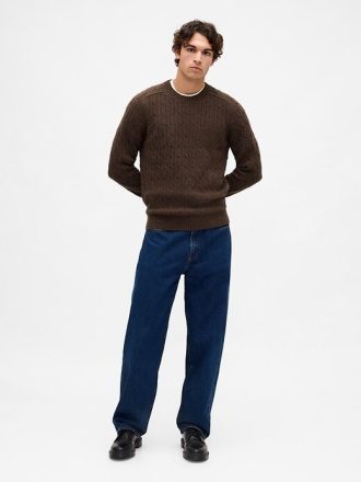 Merino Wool-Blend Kabelstickad tröja