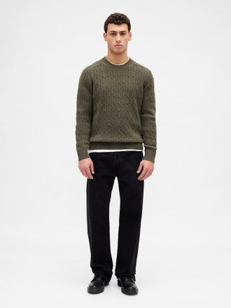 Merino Wool-Blend Kabelstickad tröja