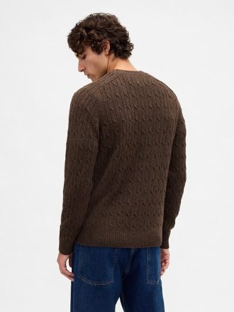 Merino Wool-Blend Kabelstickad tröja