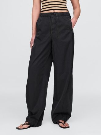 Mid Rise Barrel Parachute Pants