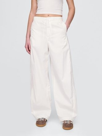 Mid Rise Barrel Parachute Pants