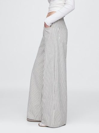 Mid Rise Denim Stripe Baggy Jeans