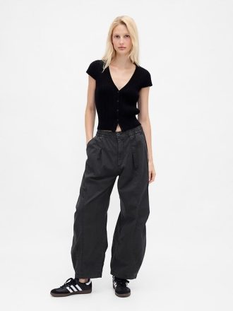 Mid Rise Twill Barrel Byxor